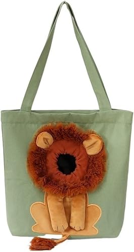 Weiche Haustiertragetasche im Löwen-Design, tragbar, atmungsaktiv, for Katzen, Hunde, Tragetaschen for ausgehende Reisen, Haustiere, Handtasche(Green) von FouncY