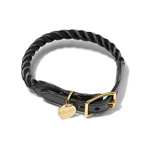 Das Original Katzen- und Hundehalsband, Hunde Halsband aus Leder, Schwarz von Found My Animal