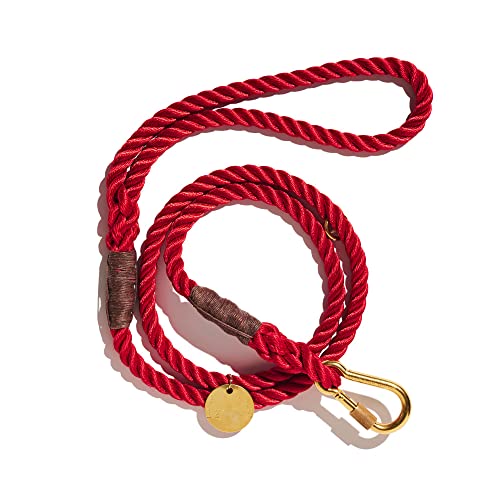 Found My Animal Hundeleine aus rotem Nylonseil, Standard (Medium) – verstellbare Karabiner aus massivem Messing – robuste Hundetrainingsleine – handgefertigte Nylon-Welpenleine – hergestellt in den von Found My Animal