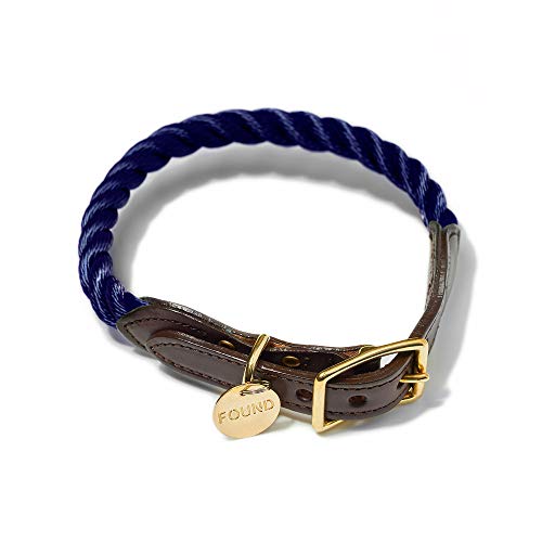 The Original Navy Rope & Leather CAT & Dog Collar (Medium) von Found My Animal