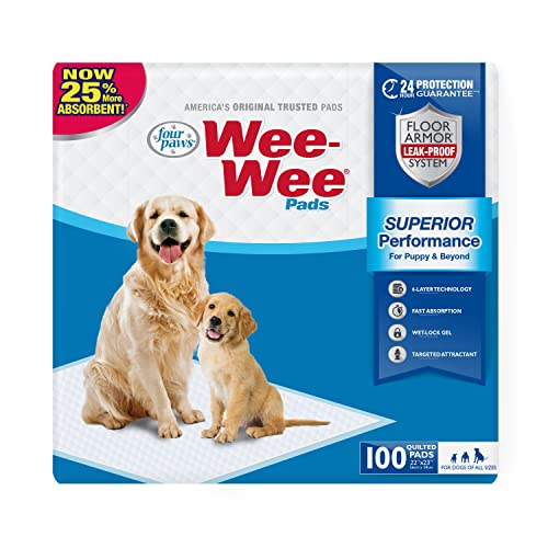 Four Paws Wee-Wee Superior Performance Pee Pads for Dogs - Dog & Puppy Pads for Potty Training - Dog Housebreaking & Puppy Supplies - 22" x 23" (100 Count),White von Four Paws