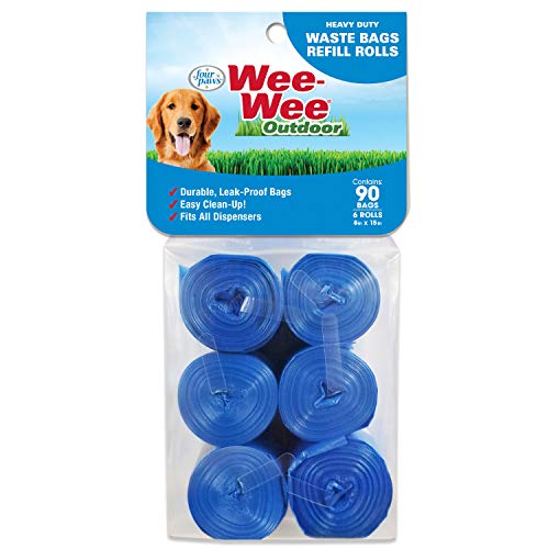 Four Paws Wee-Wee Hundekotbeutel für den Außenbereich, strapazierfähig, Nachfüllrollen, 90 Stück, 38,1 x 20,3 cm von Four Paws