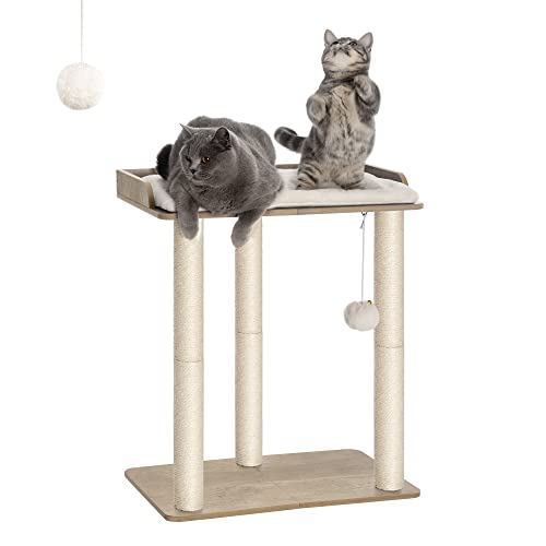 FourFurPets 67,8 cm großer Katzenbaum, Kratzbaum für Indoor-Katzen, große Platte, drei 59,9 cm große Kratzstämme aus Vollsisal, Greige FourFurPets 67,8 cm großer Katzenbaum, Kratzbaum für Indoor-Katzen, große Platte, drei 59,9 cm große Kratzstämme aus Vollsisal, Greige von FourFurPets