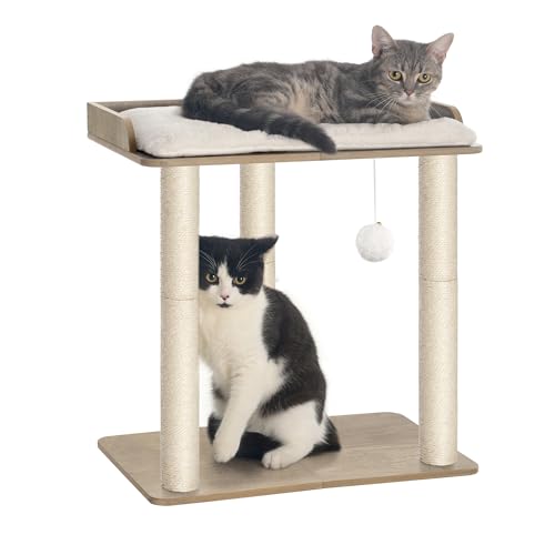 FourFurPets Kratzbaum für Katzen, 55,9 cm, groß, 3 x 59,9 cm große Sisal-Kratzstämme, Greige von FourFurPets