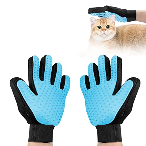 Fousenuk 1 Paar Fellpflegehandschuh, Fellpflege Handschuh aus Silikon mit Verstellbarem Klettverschluss Handschuhe für Hunde und Katzen, Katzenhandschuh für Deshedding, Baden, und Massieren von Fousenuk