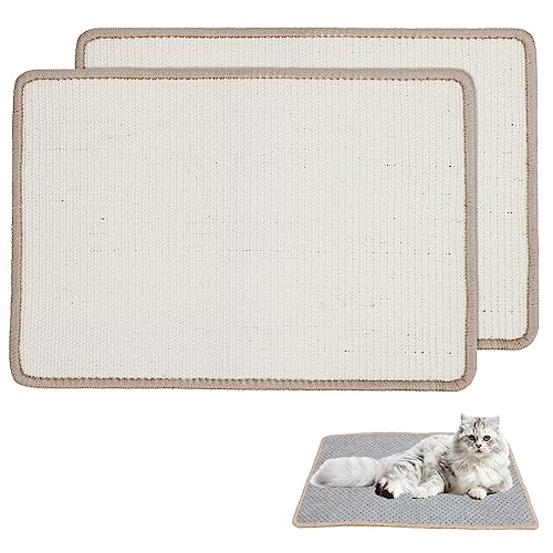 FOUVIN Kratzbretter Katze Kratzteppich Sisal - 2 Stück Sisalmatte Natürlichem Sisal Kratzteppich für Katzen, Rutschfest Sisal Teppich Katzen Katzen Kratzmatte für Schutz von Möbeln und Wänden, 40x60cm von Fouvin