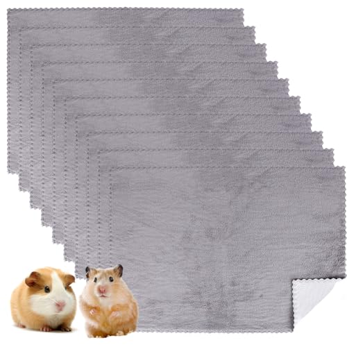 Fouvin wasserdichte Meerschweinchen Decken Weiche Haustier Decken Waschbare Haustier PIPI Unterlage Kleintier Schlafmatte Saugfähige für Kleintier Hamster Welpe Katze, Grau 35x75cm(10 Stück) von Fouvin