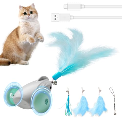 Fouvin Katzenspielzeug Selbstbeschäftigung Interaktives Katzenspielzeug Elektrisch mit LED und Soundeffekten Automatisch Cat Toys Katzenspielzeug Interaktiv Spielzeug Katzen USB Aufladbar, Grün von Fouvin