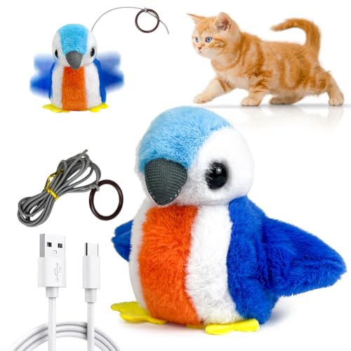 Katzenspielzeug Vogel, Fliegender Vogel Katzenspielzeug Selbstbeschäftigung,Interaktives Katzenspielzeug Elektrisch Vogelspielzeug für Katzen,Flapping Bird Cat Toy, Zwitschern wie EIN Vogel, Aufladbar von Fouvin