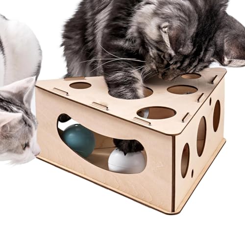 Fovolat Katzenspielzeug für gelangweilte Indoor-Katzen | Bewegliches Katzenspielzeug Interaktiver Katzenspielzeugball | Interaktives Katzenspielzeug aus Holz | Lustiges Katzenspielzeug für drinnen und von Fovolat