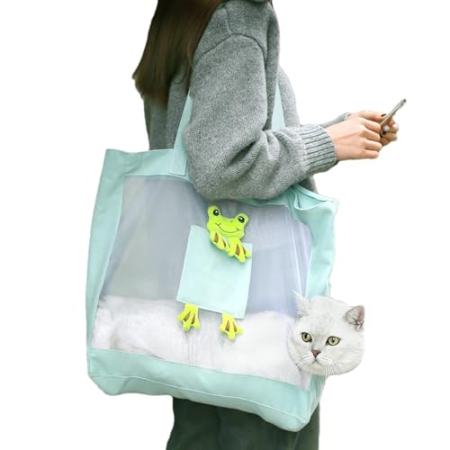 Weiche Katzentragetasche, Haustier-Reise-Schultertasche zum Tragen von Katzen, Haustier-Leinen-Umhängetasche, Katzentasche, atmungsaktive Haustiertasche, tragbare Außentasche mit Kopfloch von Fovolat