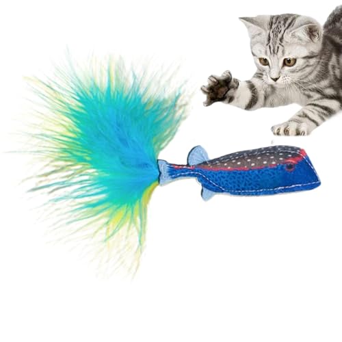 Foway Fisch-Katzenspielzeug, Katzen-Beißspielzeug,Interaktives Katzenspielzeug, Katzenkauspielzeug - Katzen-Übungsfedern, Tiefseefische, Filzspielzeug, interaktives Zahnen, Krallenspielzeug für von Foway