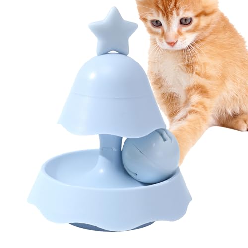 Foway Katzenturm-Rollerspielzeug, Weihnachtsbaum-Drehteller-Rollerbälle, 2-lagige interaktive Drehteller-Rollbälle für Haustiere, mittelgroße Katzen von Foway