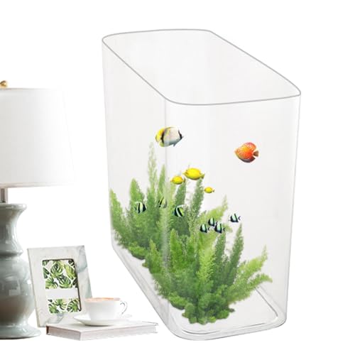 Foway Kleines Aquarium, Einsteiger-Aquarium,Kreatives transparentes Desktop-Aquarium - Landschaftsschildkrötenbecken, Fischaquariumbecken, dekoratives Bettabecken für das Heimhotelrestaurant von Foway