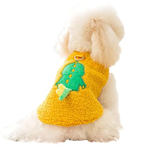 Foway Plüsch-Hundemantel, Hundepullover aus Plüsch,Pullover-Hundeschneejacke mit Geschirrring | Ärmellose Haustierbekleidung für kaltes Wetter, gemütliche Schneeweste für kleine Hunde und Katzen von Foway