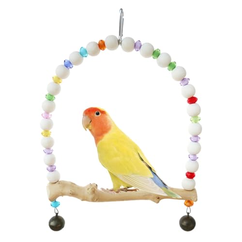 Foway Vogelständer für Käfig, Papageienbarschständer,Holz-Stehschaukel-Kau-Zubehör | Nymphensittich-Hängematte, Spielzeug, Regenbogenbrücke, Vogelkäfig, Ständer, Zubehör für Sittiche von Foway