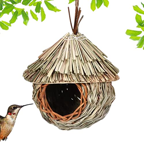 Dekoratives Kolibri-Haus, Handgewebtes Hängekolibri-Nest, Vogelhaus-Dekoration, ökologische Vogelhäuschen, Vogelschutzbucht zum Bewohnen von draußen hängendem Baum Fowybe von Fowybe