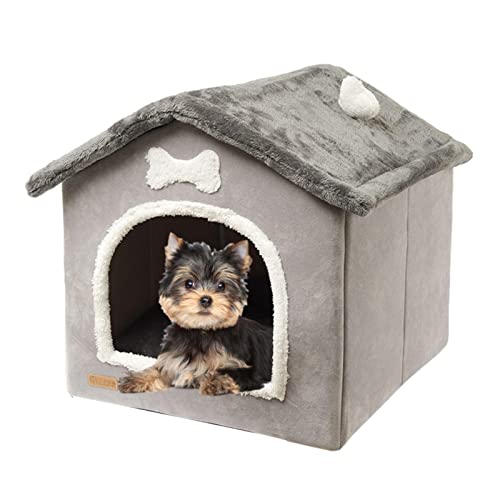 Fowybe Faltbares Hundehüttenbett | Indoor Hundehütte Warmes Hundebett | Warmes und weiches Hundebett-Zelthaus mit abnehmbarem Kissen, warm im Winter, universell für Katzen und Hunde von Fowybe