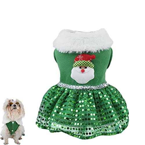 Fowybe Haustier-Weihnachtsrock | Weihnachtsmann Weihnachten Bling Bling Hundekleid Thema | Winterkleidung Hundekleider Outfits für Mädchen Kleine Hundekleidung Katzenmantel Hundejacken von Fowybe