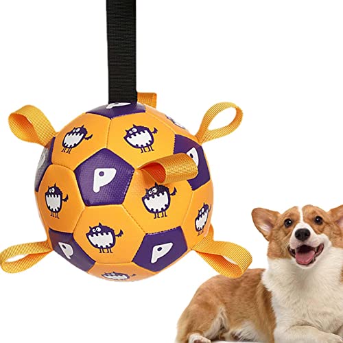 Fowybe Hund Fußball Spielzeug | Interaktives Apportierspielzeug für Hunde mit Riemen - Heimtierbedarf für mittelgroße und große Hunde Training Übungsbälle Zubehör von Fowybe
