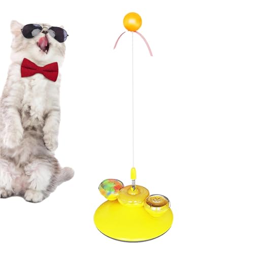 Fowybe Katzen-Windmühlenspielzeug | Interaktives Katzenspielzeug für Wohnungskatzen - Multifunktions-Katzenspielzeugbälle mit Windmühle, Katzenspuren, Kitty-Teaser-Stick, Ball, Katzenminze-Spender von Fowybe