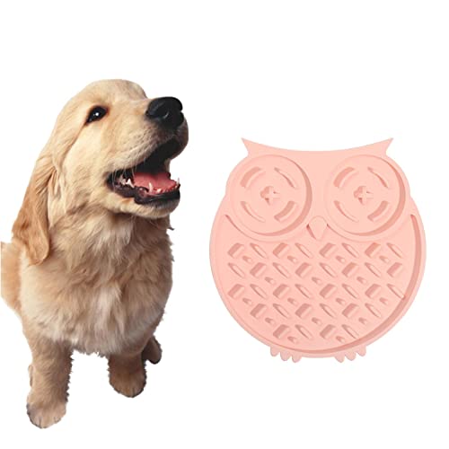 Fowybe Leckpads für Hunde mit Saugnäpfen - Katzenleckmatte - Slow Feeder-Matte in Eulenform, Hundepuzzle-Spielzeug, Slow Feeder für Hundefutter zum Training, Leckmatte für Lebensmittel von Fowybe