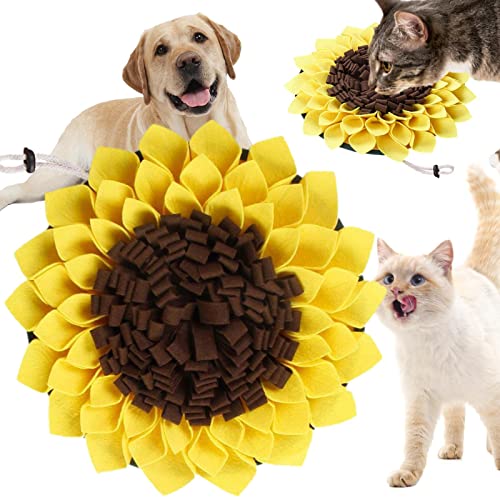 Fowybe Sonnenblume-Hundematte | Sunflower Hundenasenmatte rutschfest | Pet Mat Nosework Feed Games Verlangsamen Sie das Fressen von Hunden. Leckerli-Matte für das Training von Fowybe