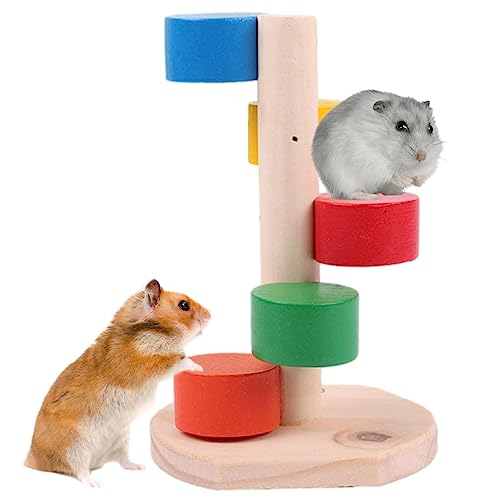 Hamster-Kletterspielzeug | Hölzernes Klettertreppen-Übungsspielzeug für Hamster - Kinderspielzeug, Regenbogen-Kletterleiter, Kleintier-Hamster-Spielzeug, lässig Fowybe von Fowybe