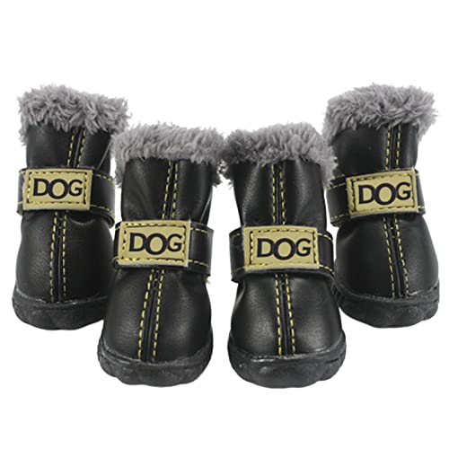 Hundestiefel Wasserdicht,4PCS Hundeschneeschuhe Und Pfotenschützer Für Den Winter Im Freien,Hundestiefel wasserdichte Schuhe Für Hunde Anti-Rutsch-Hundeschuhe Für Kleine Mittelgroße Hunde, von Fowybe