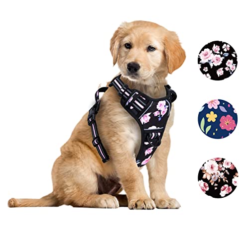 Foxyep No Pull Hundeweste Geschirr für mittelgroße Hunde mit einfacher Kontrolle Griff Reflektierender Gurt für Welpen, Training, kein Würgen, niedliches Hundegeschirr (Medium, Rosa Rose) von Foxyep