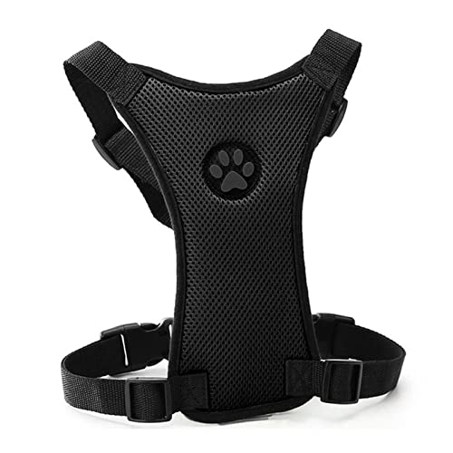 Seil Haustier 4 Farben Atmungsaktive Mesh Hundeleine Kabelbaum mit verstellbaren Riemen Brustgurten Hundegeschirr Haustier Auto Sicherheitssitzgürtel Automobil Haustierleine Mit (Color : Black, Size von FrEshn