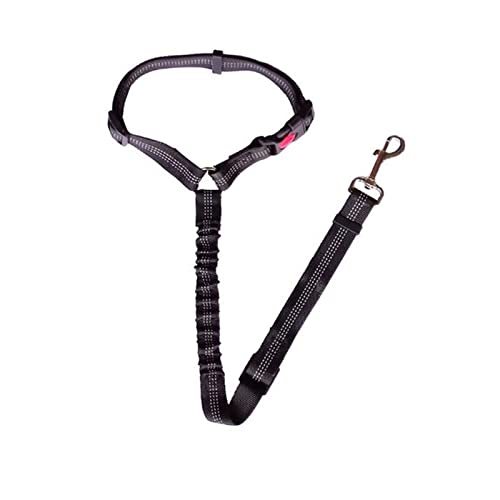 Seil Haustier Hundesitz Gürtel einstellbar Welpen Haustier Auto Seil Sicherheitsgurt Reflektierende elastische Bungee-Fahrzeug Hund Brust Blet-Kabelbaum Haustierleine Mit (Color : Black, Size : M) von FrEshn