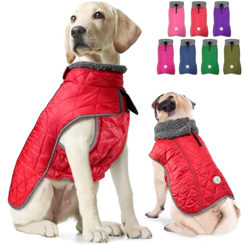 Fragralley Hundemantel, Warmer Hunde-Wintermantel mit Beingurt, wasserdichte & reflektierende Hundemäntel für kaltes Wetter mit Geschirrloch, Hunde-Schneejacke Weste für kleine, mittelgroße und große von Fragralley