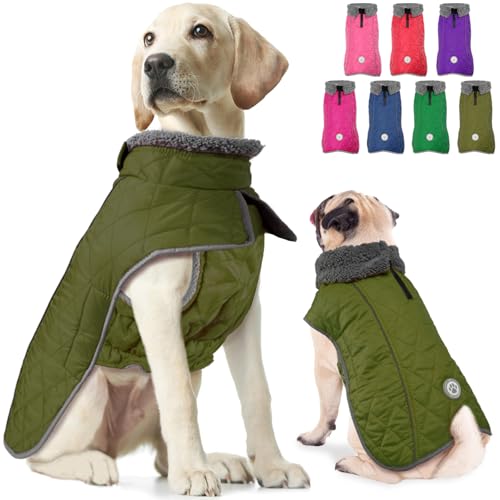 Fragralley Hundemantel, Warmer Hunde-Wintermantel mit Beingurt, wasserdichte & reflektierende Hundemäntel für kaltes Wetter mit Geschirrloch, Hunde-Schneejacke Weste für kleine, mittelgroße und große von Fragralley