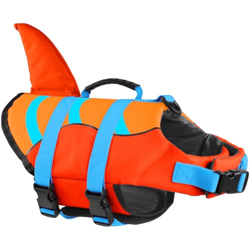 Fragralley Shark Fin Hundeschwimmweste, hoher Auftrieb mit reißfestem Nylon & Polyurethan-Schaum für Schwimmen, Bootfahren und Wassersport im Freien von Fragralley