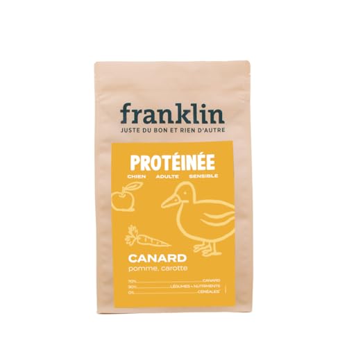 Franklin Protein – Trockenfutter für kleine Hunderassen – 2,5 kg – 70 % Ente – Mono-Protein – einfache Verdauung – runde Form 8 mm – Ente, Apfel, Karotte von Franklin