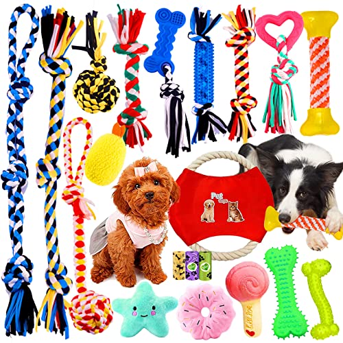 Frasheng 20 Pcs Hundespielzeug Set,Natürlicher Baumwolle,Seil Ball Hunde Kauen Spielzeug Set,Dauerhaft Hundespielzeug,interaktive Hunde Kauspielzeuge für Zahnpflege,für kleine und Mittlere Hunde von Frasheng