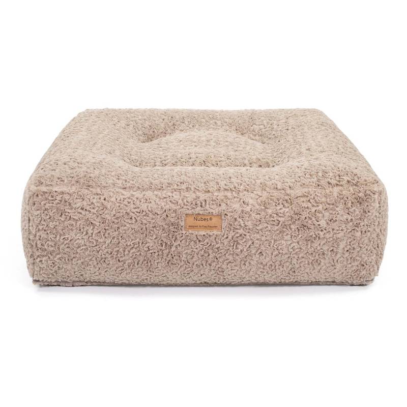 Frau Frauchen Hundebett Nubes® Curly Sand L - 100x100cm von Frau Frauchen