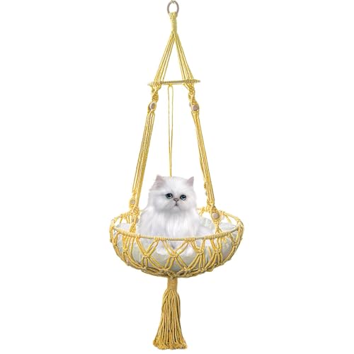 Cat Swing Bed, Macrame Cat Hammock, Handwoven Cat Bed, Fancy Ceiling Cat Swing, Breathable Cat Hammock, Comfortable Hanging Cat Perch, Decorative Cat Swing Bed for Balcony von Fravsiu