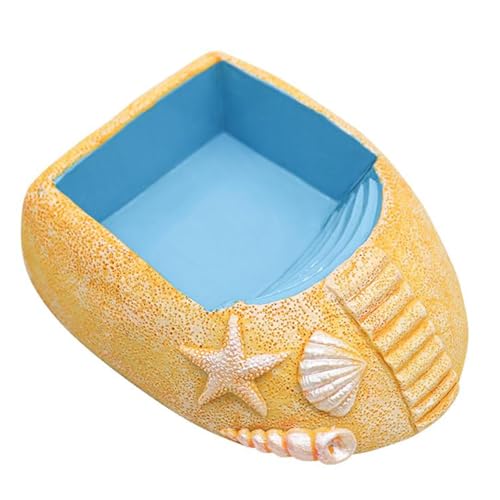 Fravsiu Beach Style Water Bowl, Hermit Crab Accessories, Resin Water Dish, Crab Bathing Pool, Easy Access Water Bowl Beach Style Hermit Crab Pool Resin Crab Water Dish with Ramp Decorative Crab Pool von Fravsiu