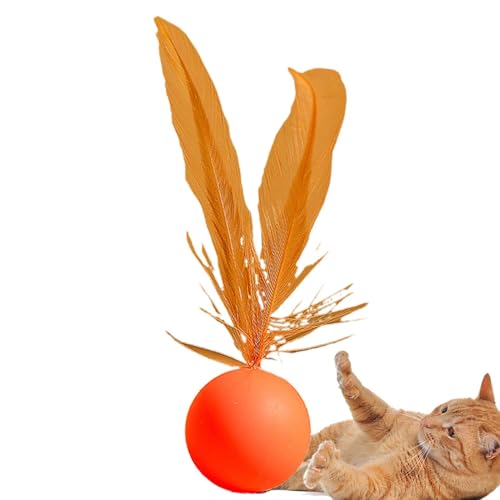 Fravsiu Cat Ball Toy with Feather, Cat Chew Ball Toys, Elastic Bite-Resistant Rubber, Interactive Bouncing Ball, Medium Cat Ball Toy, Durable Cat Chew Toy, Fun Cat Feather Toy, for Medium Cat von Fravsiu