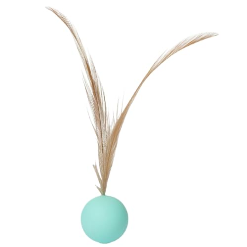 Fravsiu Cat Ball Toy with Feather, Cat Chew Ball Toys, Elastic Bite-Resistant Rubber, Interactive Bouncing Ball, Medium Cat Ball Toy, Durable Cat Chew Toy, Fun Cat Feather Toy, for Medium Cat von Fravsiu