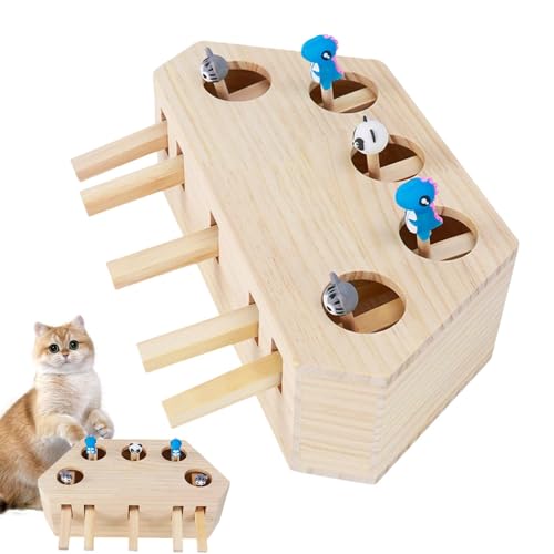 Fravsiu Cat Toys Scratching, Whack Game Cat Toy, Fun Cat Toys, Cat Exercise Toys, Wooden Interactive Cat Toy with Scratching Holes Cat Whack Game Scratch Toy for Cat Exercise von Fravsiu