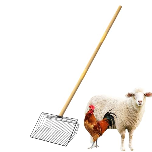 Fravsiu Chicken Poop Scooper | Detachable Long Handle Sifting Metal Shovel | Heavy Duty Non-Stick Rake for Chicken Coop Accessories, Removal Tool Sifting Shovel for Chicken Droppings von Fravsiu