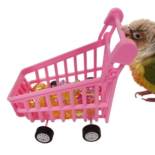 Fravsiu Einkaufswagen für Vögel, Vogel-Einkaufswagen-Spielzeug | Parakeet Intelligence Supermarkt-Einkaufswagen - Winziges Einkaufswagen-Spielzeug zum Spielen und Trainieren von Wellensittichen, von Fravsiu