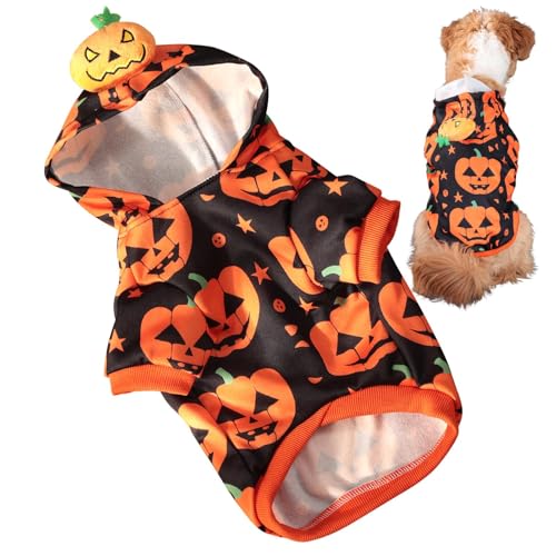 Fravsiu Hunde-Halloween-Kostüme,-Hoodie Hund - Hoodie-Mantel Halloween-Kostüme - Weicher, dehnbarer Halloween-Haustier-Cosplay-Kostüm-Hoodie-Mantel für Katzen und kleine Hunde von Fravsiu