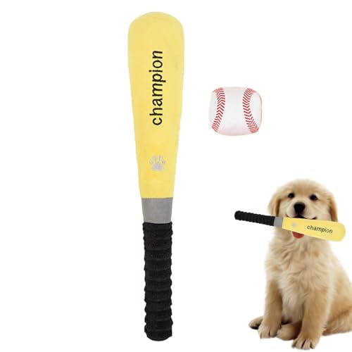 Fravsiu Hundespielzeug Baseballschläger, Kauspielzeug für Hunde, Baseballschläger, Hundespielzeug mit eingebautem Quietschen | Spielzeug zum Beißen von Welpen von Fravsiu