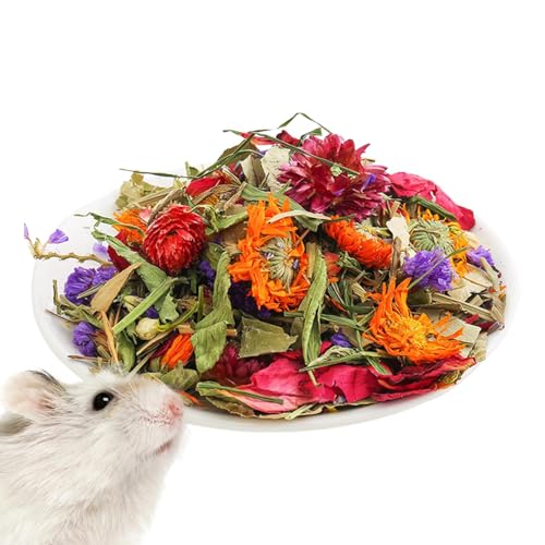 Fravsiu Natural Dried Flower Bedding, Gerbil Bedding with Flowers, Small Animal Habitat Decor, Odor Control Hamster Bedding, Small Animal Enclosure Flowers for Rabbits Gerbils or Other Small Animal von Fravsiu