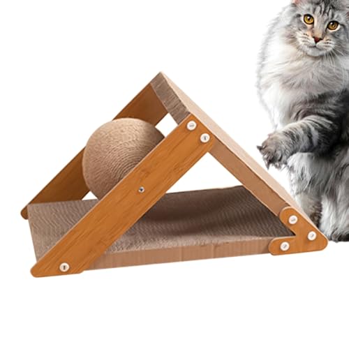 Interactive Triangle Cat Scratcher, Triangle Cat Scratching Board, Vertical Cat Scratcher Ramp with Rotating Sisal Ball for Cat Play and Exercise | Corrugated Cat Scratcher for Healthy Nails von Fravsiu