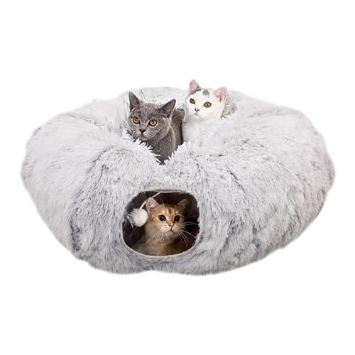 Peekaboo Cat Cave, Weiches Katzenbett Donut Katzenbett 2 in 1 Katzenbett Faltbares Katzenbett Großes Katzenbett Donut Katzenbett Waschbares Katzenbett Tunnel von Fravsiu